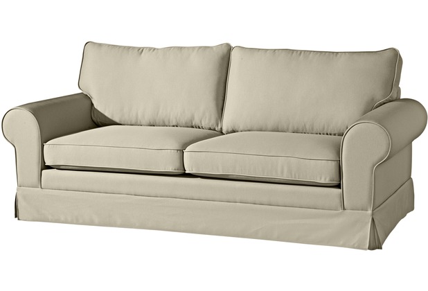 Max Winzer Hillary Sofa 3-Sitzer (2-geteilt) inkl. Zierkissen Flachgewebe (Leinenoptik) beige