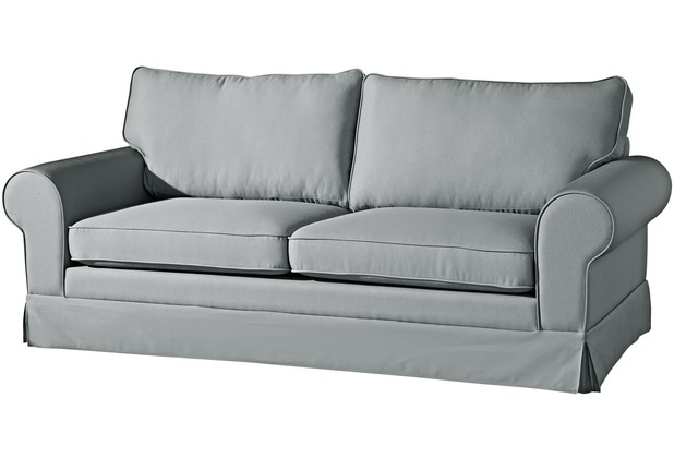 Max Winzer Hillary Sofa 3-Sitzer (2-geteilt) inkl. Zierkissen Flachgewebe (Leinenoptik) grau