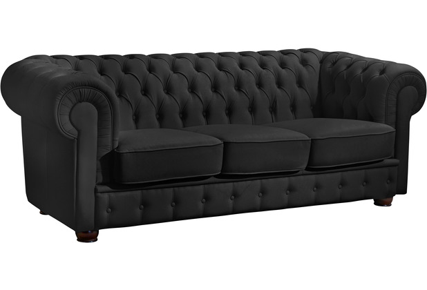 Max Winzer Bridgeport Sofa 3-Sitzer pigmentiertes Nappaleder schwarz