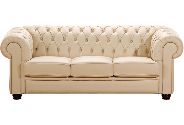 Max Winzer Chandler Sofa 3-Sitzer pigmentiertes Nappaleder beige
