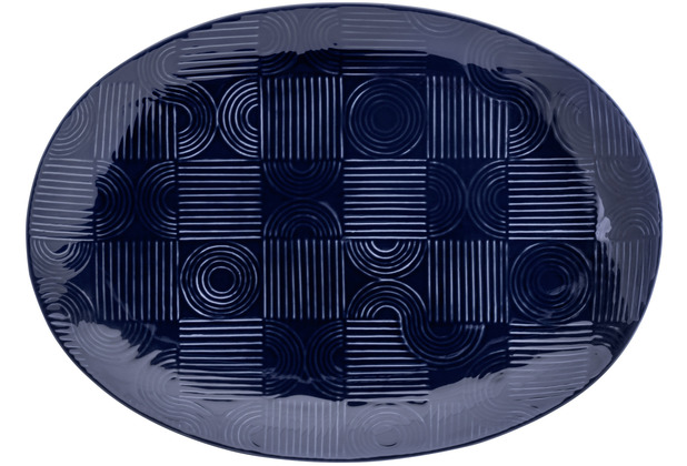 Maxwell & Williams ARC Platte oval, 41 x 30 cm, Indigoblau, Premium-Keramik, in Geschenkbox