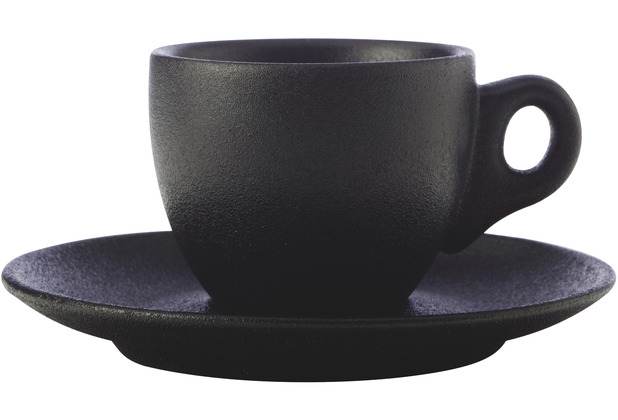 Maxwell & Williams CAVIAR BLACK Espressotasse mit Untertasse, Premium-Keramik