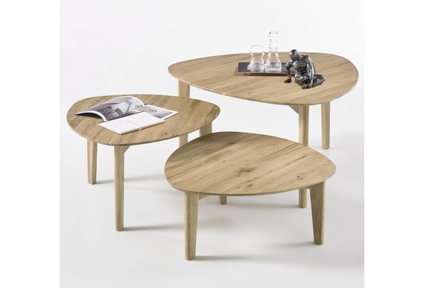 MCA furniture Camilla 3er Couchtisch Set, Asteiche