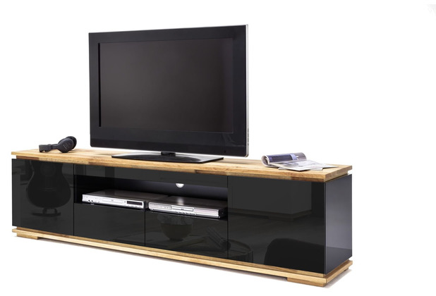 MCA furniture Chiaro Lowboard hochglanz schwarz 2 Schubkästen 202 x 54 x 40 cm