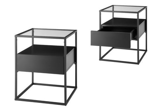 MCA furniture EVORA Beistelltisch schwarz  1 Schubksten 43 x 54 x 43 cm