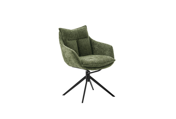 MCA furniture PARKER Metallgestell schwarz matt lackiert mit Armlehne, 2er Set olive