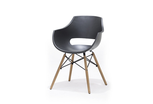 MCA furniture ROCKVILLE Schalenstuhl, Gestell Buche Massiv klar lackiert 4er Set, grau