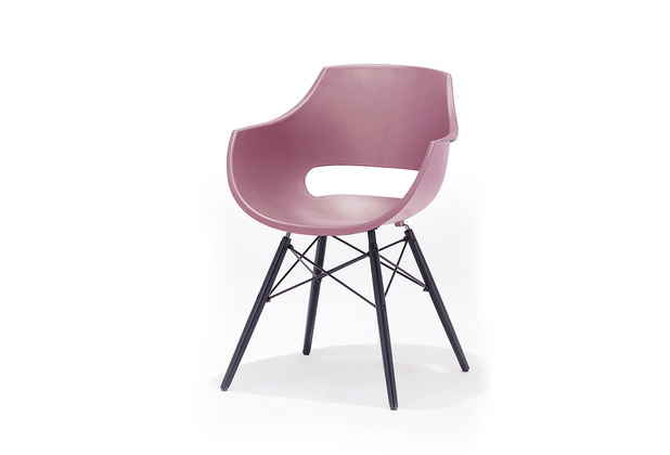 MCA furniture ROCKVILLE Schalenstuhl, rosa Schale, Gestell Buche Massiv schwarz lackiert 4er Set
