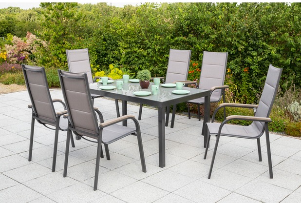 merxx Trivero Set 7tlg., Stapelsessel & rechteckiger Tisch Gartenmöbelset