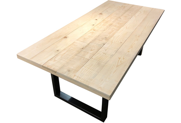 Mbilia Tisch 160x90 cm Platte Fichte/Tanne, Gestell antikschwarz U-Form