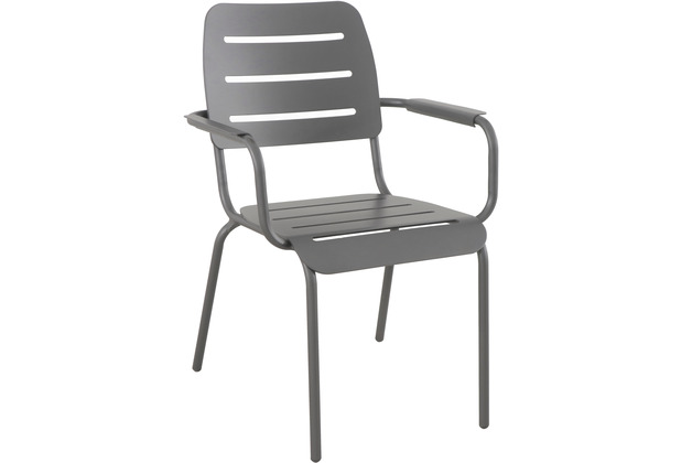 MWH Kleo Stuhl mit Armlehne aus Vollaluminium light grey