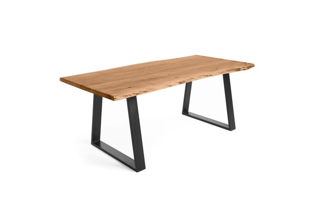 Nosh Alaia Tisch 200 x 95 cm aus massivem Akazienholz und schwarzen Stahlbeinen