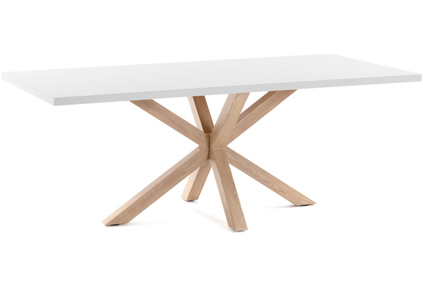 Nosh Argo Tisch 160 x 100 cm mit weiem Melamin und Stahlbeinen mit Holzeffekt