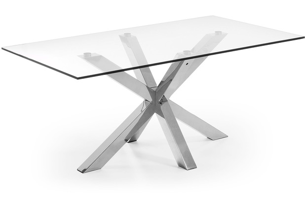 Nosh Argo Tisch aus Glas und Beine aus rostfreiem Stahl 160 x 90 cm
