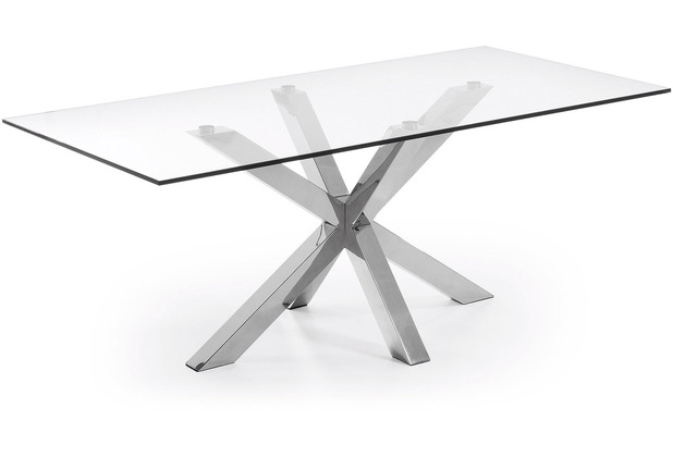 Nosh Argo Tisch aus Glas und Beine aus rostfreiem Stahl 200 x 100 cm