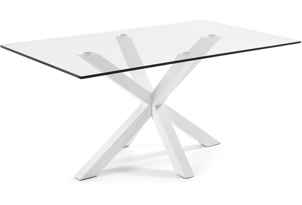 Nosh Argo Tisch aus Glas und Stahlbeine wei 160 x 90 cm