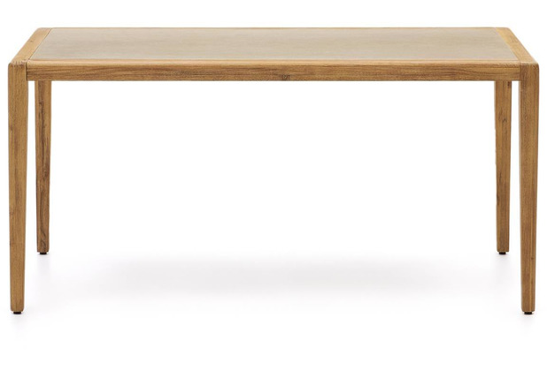 Nosh Besserer Tisch aus beigem Polyzement und massivem Akazienholz 200 x 90 cm FSC 100%
