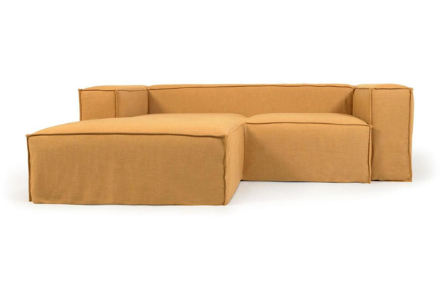 Nosh Blok 2-Sitzer Sofa mit abnehmbarem Bezug mit Chaiselongue links Leinen senfgelb 240 cm