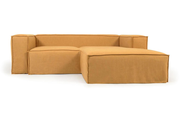 Nosh Blok 2-Sitzer Sofa mit abnehmbarem Bezug mit Chaiselongue rechts Leinen senfgelb 240 cm