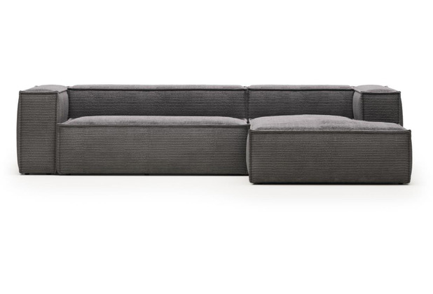 Nosh Blok 3-Sitzer-Sofa mit Chaiselongue rechts breiter Cord grau 300 cm
