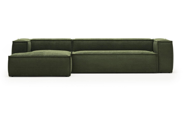 Nosh Blok 4-Sitzer-Sofa mit Chaiselongue links breiter Cord grn 330 cm