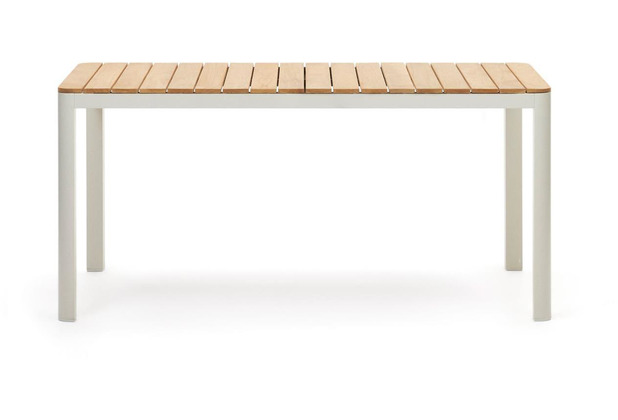 Nosh Bona Tisch 100% outdoor massives Teakholz und Aluminium in Wei 160 x 90 cm