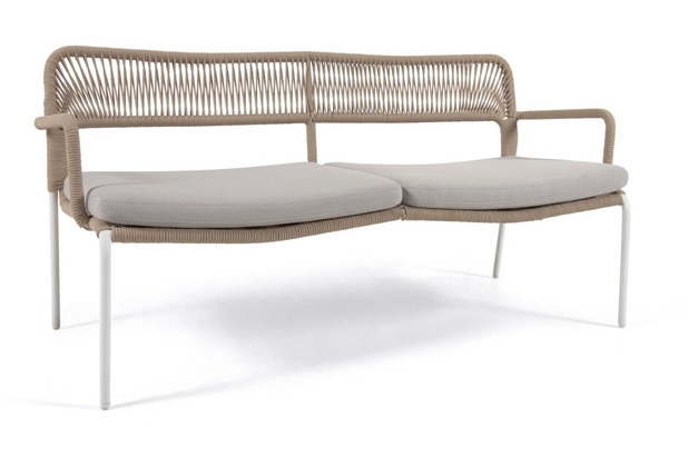 Nosh Cailin 2-Sitzer Sofa beiges Seil und verzinkte Stahlbeine wei 150 cm