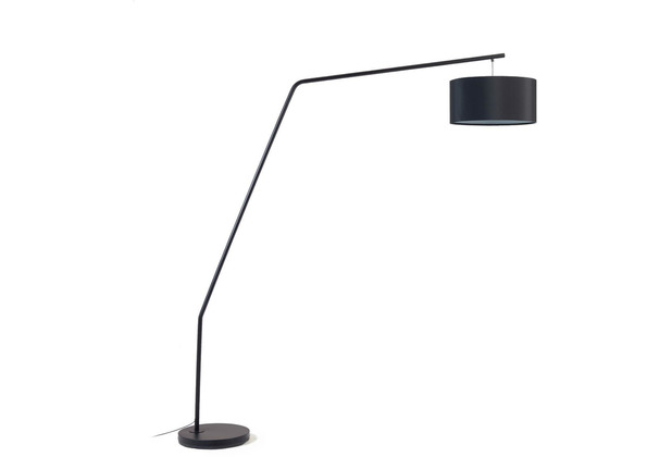 Nosh Ciana Stehlampe aus Metall mit schwarzem Finish und Lampenschirm aus Baumwolle