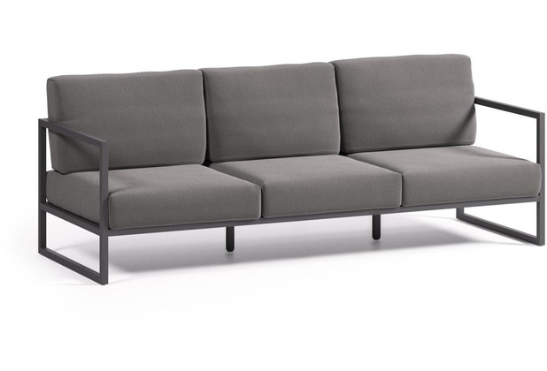 Nosh Comova 3-Sitzer-Sofa 100% outdoor dunkelgrau und aus schwarzem Aluminium 222 cm