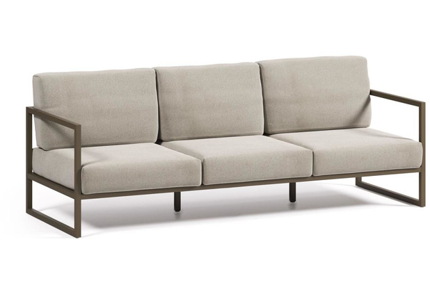 Nosh Comova 3-Sitzer Sofa 100% outdoor hellgrau und Aluminium grn 222 cm