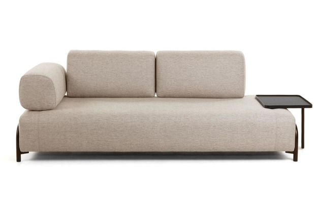 Nosh Compo 3-Sitzer Sofa beige mit groem Tablett 252 cm