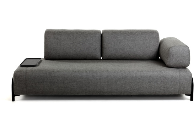 Nosh Compo 3-Sitzer Sofa dunkelgrau mit kleinem Tablett 232 cm