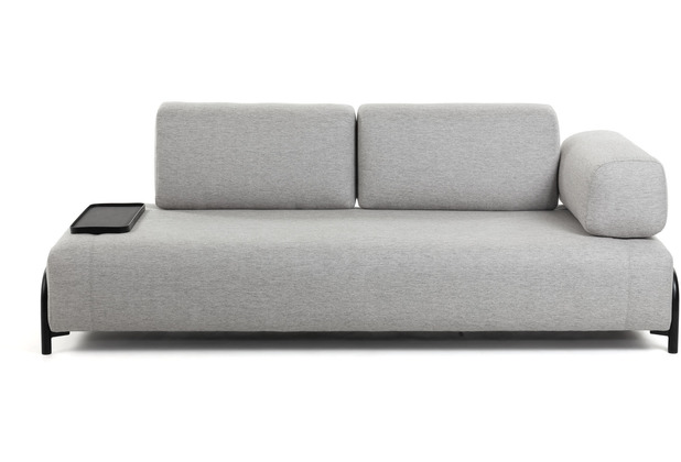 Nosh Compo 3-Sitzer Sofa hellgrau mit kleinem Tablett 232 cm