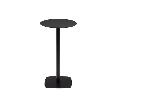 Nosh Dina hoher runder Outdoor-Tisch schwarz mit schwarz lackiertem Metallgestell  60x96 cm