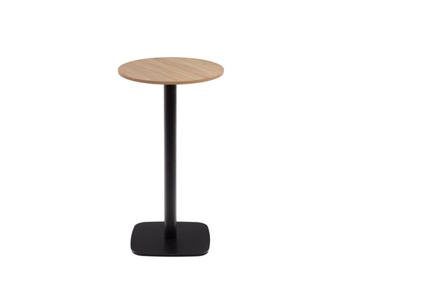 Nosh Dina hoher runder Tisch Melamin naturfarben Metallbein schwarz lackiert  60x96 cm
