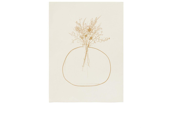 Nosh Erley Bild aus Papier wei mit Blumenvase in Beige 21 x 28 cm