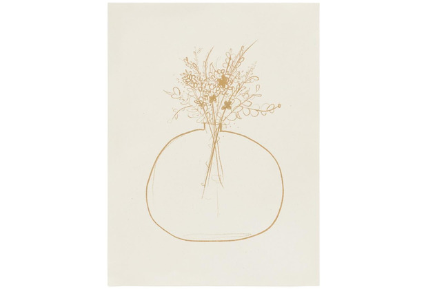 Nosh Erley Bild aus Papier wei mit Blumenvase in Beige 29,8 x 39,8 cm