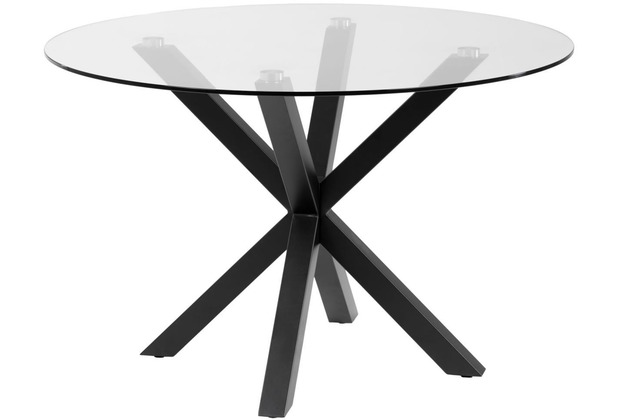 Nosh Full Argo runder Tisch aus Glas und Stahlbeine mit schwarzem Finish  119 cm