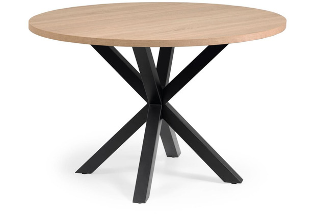 Nosh Full Argo runder Tisch mit Melamin natur und schwarzen Stahlbeinen  119 cm
