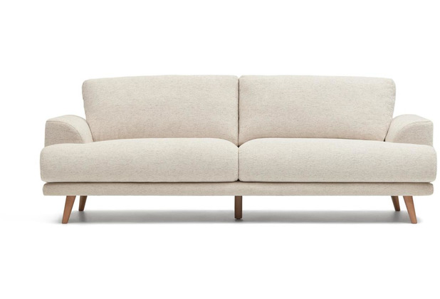 Nosh Karin 3-Sitzer-Sofa wei und Beine aus massiver Buche 231 cm