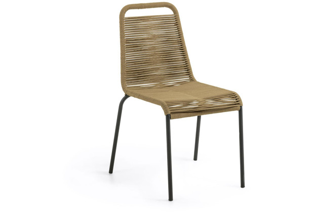 Nosh Lambton Stuhl aus braunem Seil und Stahl mit schwarzem Finish