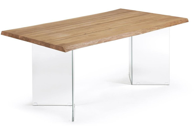 Nosh Lotty Tisch aus Eichenfurnier mit natrlichem Finish und Glasbeinen 160 x 90 cm