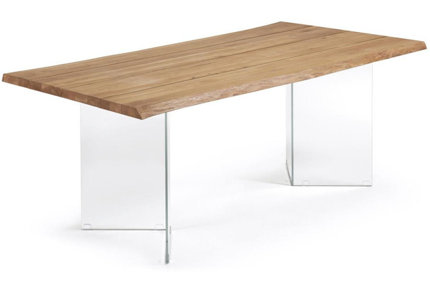Nosh Lotty Tisch aus Eichenfurnier mit natrlichem Finish und Glasbeinen 180 x 100 cm