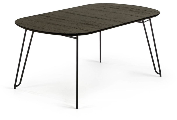 Nosh Milian ausziehbarer Tisch 140 (220) x 90 cm Eschenfurnier und schwarze Stahlbeine