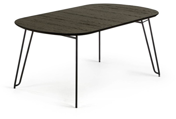 Nosh Milian ausziehbarer Tisch 170 (320) x 100 cm Eschenfurnier und schwarze Stahlbeine