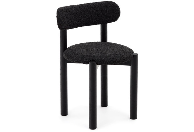 Nosh Nebai Stuhl aus schwarzem Boucl und massivem Eichenholz mit schwarzem Finish