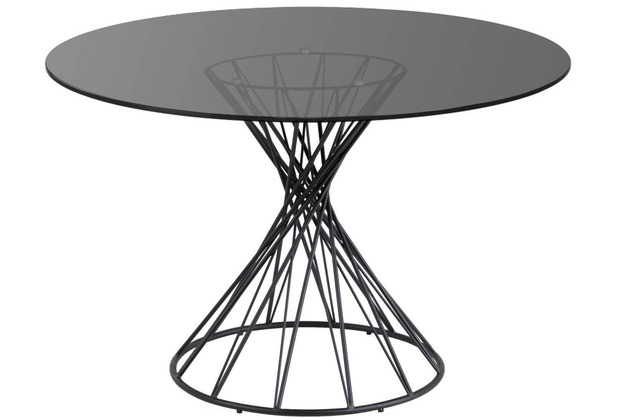 Nosh Niut runder Tisch aus Glas und Stahlbeine mit schwarzem Finish  120 cm