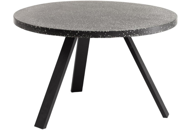 Nosh Shanelle runder Tisch aus schwarzem Terrazzo und schwarzen Stahlbeinen  120 cm