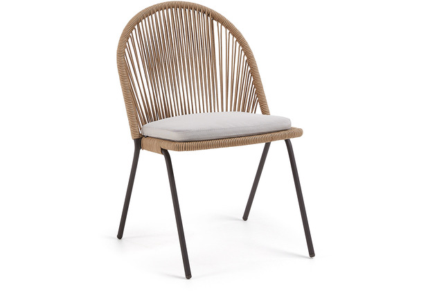 Nosh Shann stapelbarer Stuhl aus Seil in Beige und verzinktem Stahl