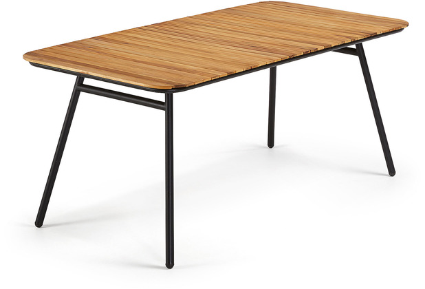 Nosh Soumaya Tisch 180 x 90 cm aus massivem Akazienholz und schwarzen Stahlbeinen FSC 100%